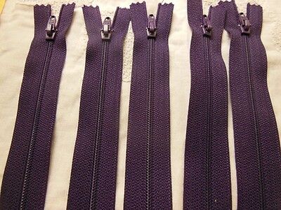 Lot 5 fermetures éclairs violet 20 cm non- séparable A 33