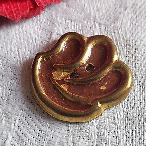 Bouton ancien en métal forme feuille marron 2,2 cm D14A