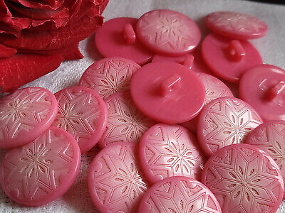 Lot 6 boutons vintage rose à pied motif flocons dégradé 2,2 cm ref 5230
