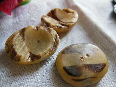 Trio boutons vintage ovale crème marron 2,2 sur 2,5 cm ref 2937