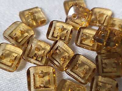 Lot 18 petits boutons vintage marron carré diamètre 1 cm ref 5217
