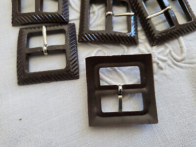 Duo boucles de ceinture anciennes marron carré effet cadre 3,8 sur4 cm ME4-3