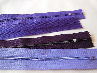 Lot 4 fermeture éclair 20 cm violet non séparable A71 création panaché