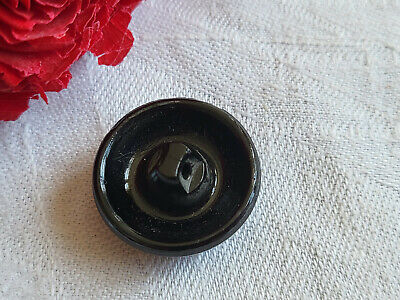 Bouton ancien en verre gris anthracite haut diamètre 2,1 cm G14G