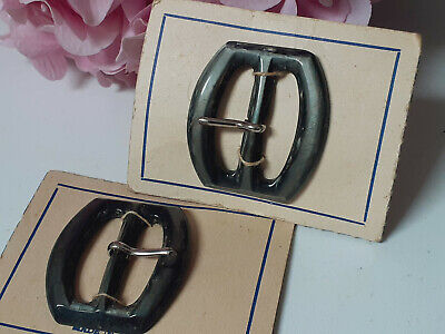 Lot 2 boucles de ceinture ancienne vintage gris marbré 3,6 sur 4 cm ME7
