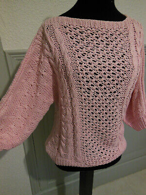 Pur vintage pull rose Ajouré souris taille 40? B7