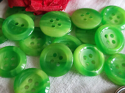 Lot De 15 Boutons Vintage Vert - 2 Trous, Diamètre 2.1 Cm - Réf 1161