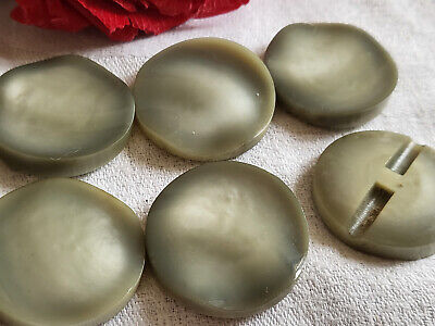 Lot 6 gros boutons vintage gris pied plat diamètre 3,1 cm ref 1021