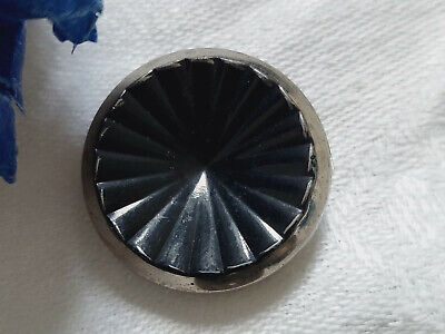 Bouton ancien en verre argenté relief noir joli diamètre: 2,1 cm G8B Vintage