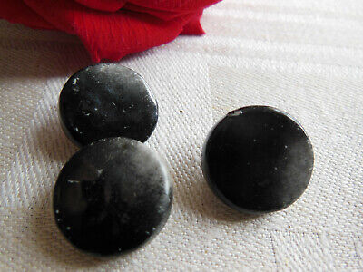 Trio boutons anciens en céramique gris noir camaïeu vernissé 1,8 cm G17K