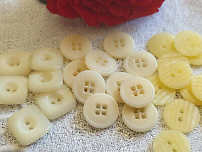 Lot27 boutons vintage blanc crème panaché 3 séries 1,4 cm /1,5 cm ref 1650