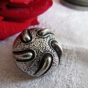 Bouton ancien en verre argenté gris volume pied diamètre 2,2 cm G7P