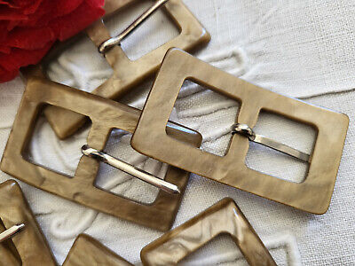 Duo boucles de ceinture vintage marron marbré 2,8 sur 5,1 cm ME4-22