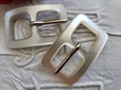 Duo boucles de ceinture vintage crème et blanc 4,7 sur 2,8 cm ME4-29