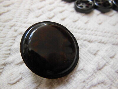 Bouton ancien marron marbré pied laiton collection diamètre 3 cm gros D14O