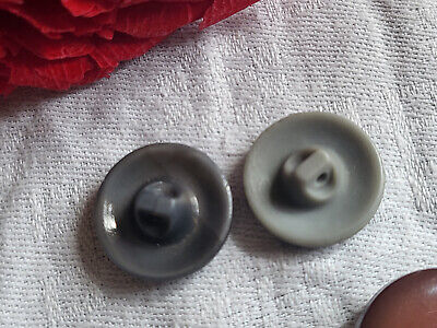 Duo boutons anciens vintage en verre gris effet tissé spirale 1,7 cm G6F