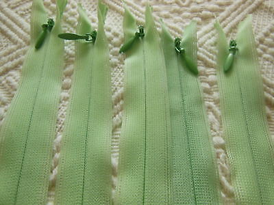 Lot 5 fermeture éclair 20 cm vert prairie invisible non- séparable A10