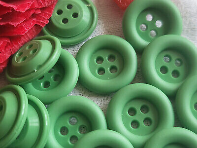 Lot 15 petits boutons vintage vert pourtour bouée diamètre 1,7 cm ref 363