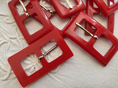 Duo boucles de ceinture vintage rouge marbré 2,9 sur 5,2 cm ME4-35