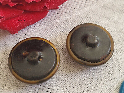 Duo boutons anciens en celluloïd marron bombé collection 2,2 cm G3J