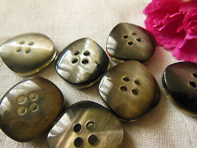 Lot 6 boutons vintage reflet nacré gris / marron épais 2 cm ref 2661