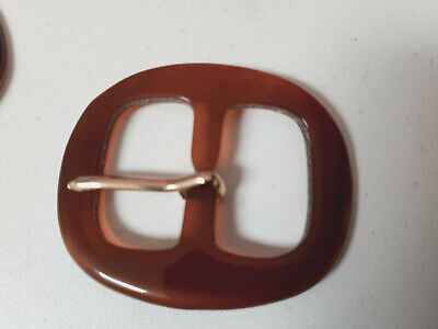 Boucle de ceinture vintage marron roux 4,2 sur 5,1 cm ME10