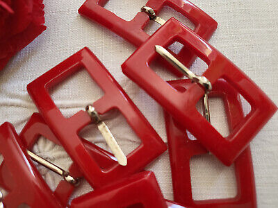 Duo boucles de ceinture vintage rouge marbré 2,9 sur 5,2 cm ME4-35