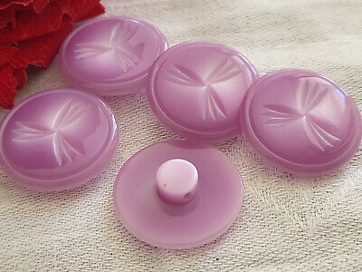 Lot 5 boutons vintage lavande violet motif à pied diamètre 2,1 cm ref 5155