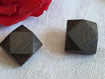 Duo boutons anciens en bois collection travaillé laiton pied 1,5 cm G12A