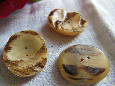 Trio boutons vintage ovale crème marron 2,2 sur 2,5 cm ref 2937