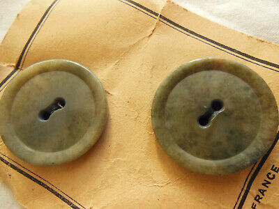 Duo gros gros boutons anciens en corozo sur carte collection 2,6 cm T18