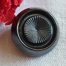 Bouton ancien en verre gris anthracite haut diamètre 2,1 cm G14G
