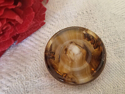 Bouton ancien en verre marron style agathe vintage diamètre 2,1 cm G9C