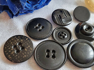 Panaché lot 11 boutons anciens en corozo NOIR 1,2 à 2,2 cm collection ref 5017