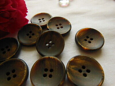 Lot 9 boutons vintage marron foncé effet nacré 4 trous épais 1,7 cm ref 1210