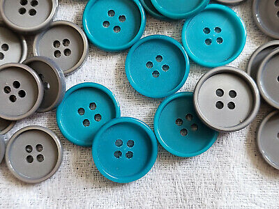 Lot 25 boutons vintage 3 séries panaché gris bleu 1,5 et 1,7 cm ref 431