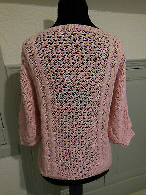 Pur vintage pull rose Ajouré souris taille 40? B7