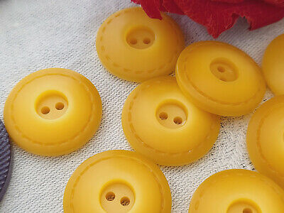 Lot 10 boutons vintage jaune pourtour effet couture 2,1 cm ref 184