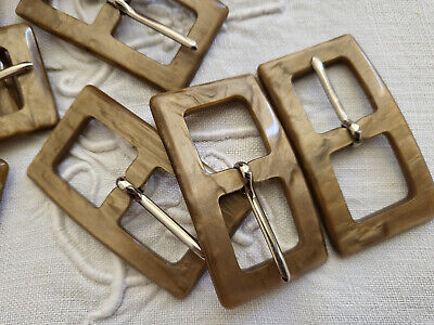 Duo boucles de ceinture vintage marron marbré 2,8 sur 5,1 cm ME4-22