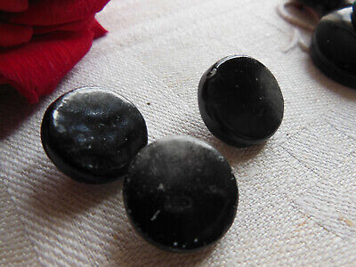 Trio boutons anciens en céramique gris noir camaïeu vernissé 1,8 cm G17K