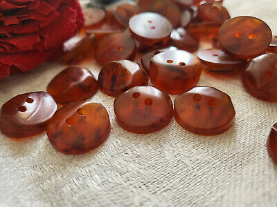 Lot 10 boutons anciens effet ecaille roux veiné diamètre 1,7 cm ref 1024