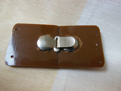 Boucle de ceinture ancienne marron marbré en deux parties 3,1 sur 6,2 cm ME15