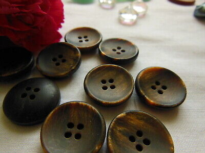 Lot 9 boutons vintage marron foncé effet nacré 4 trous épais 1,7 cm ref 1210