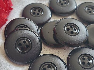 Lot 5 gros boutons vintage noir épais diamètre 2,6 cm ref 824