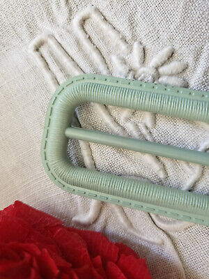 Boucle de ceinture vintage longue bleu tendre 6,3 cm sur 3 cm ME4-14