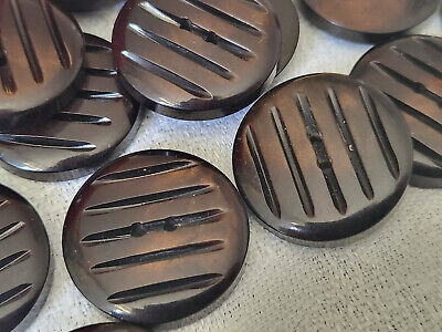 Lot 6 boutons vintage marron marbré strié ajouré diamètre 2,1 cm ref 1362