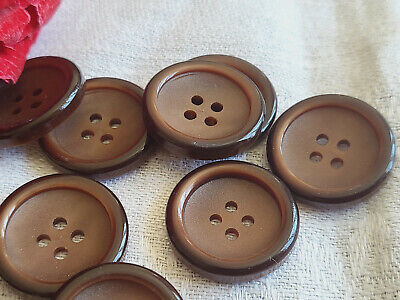 Lot 10 boutons vintage marron rebord 4 trous diamètre 2,1 cm ref 1619