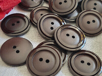 Lot 20 boutons vintage marron pourtour travaillé diamètre 1,9 cm ref 2524