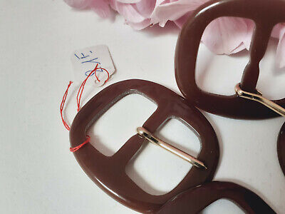 Boucle de ceinture vintage marron 4,2 sur 5,1 cm ME11