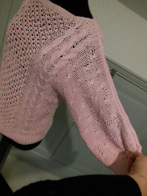 Pur vintage pull rose Ajouré souris taille 40? B7